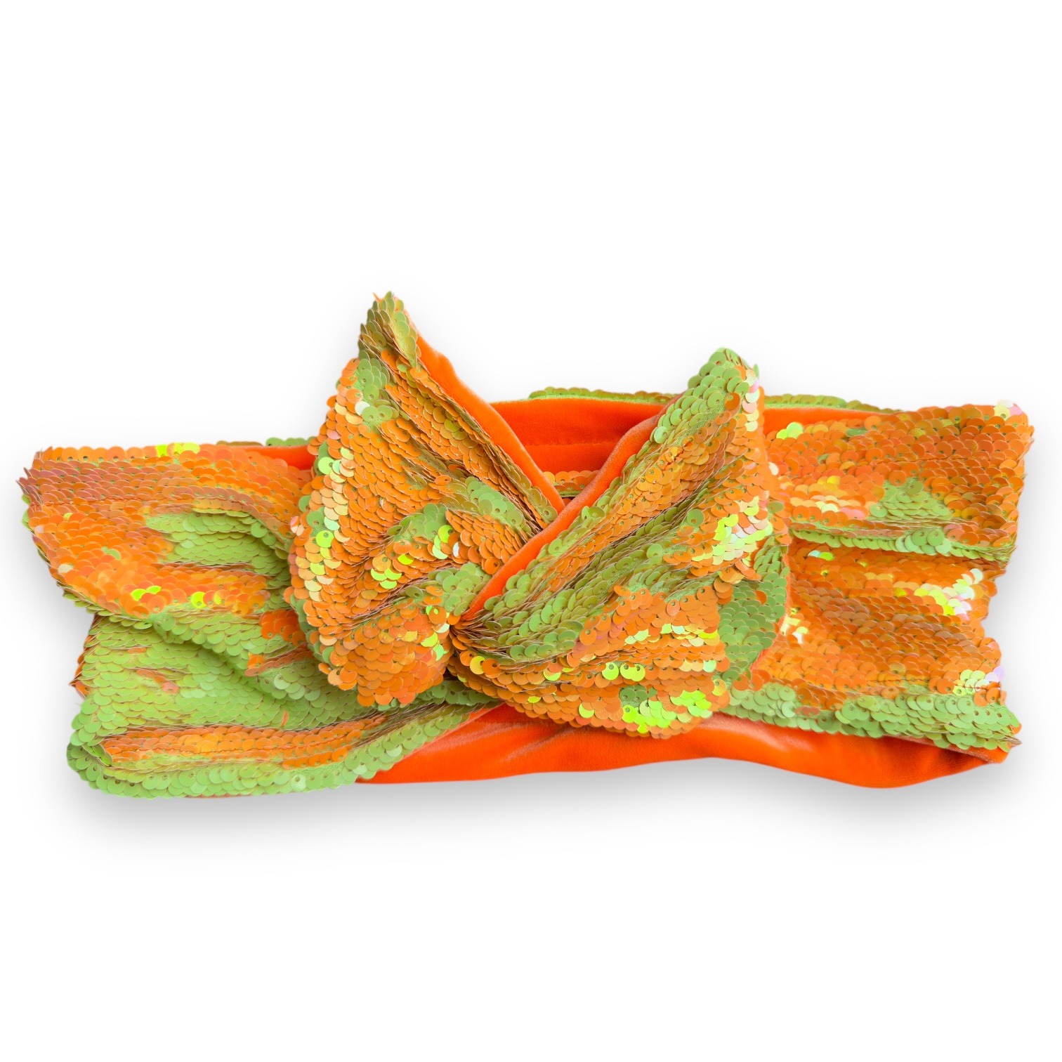 Sequin wired Head Wrap – neon orange and lime green
