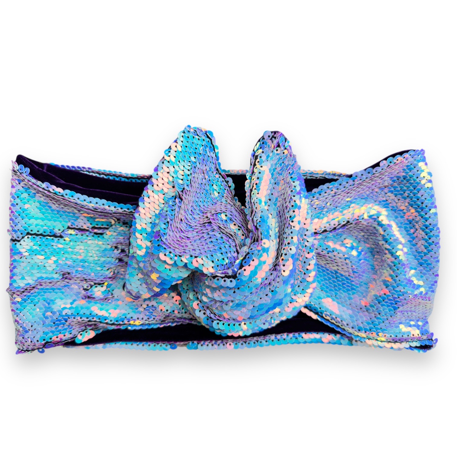 Sequin wired Head Wrap pastel lilac blue and purple
