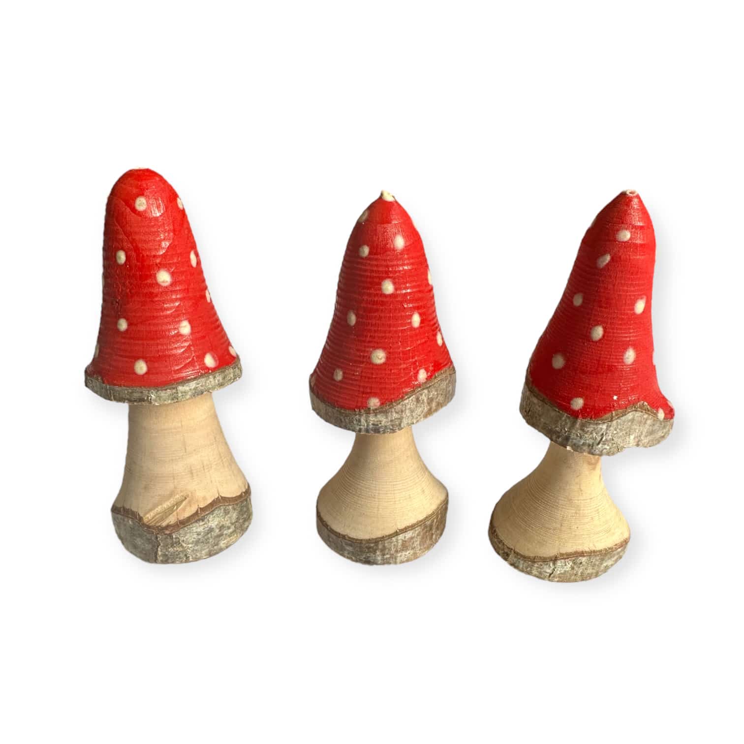 Hand turned wooden mushroom – Red with glow in the dark dots