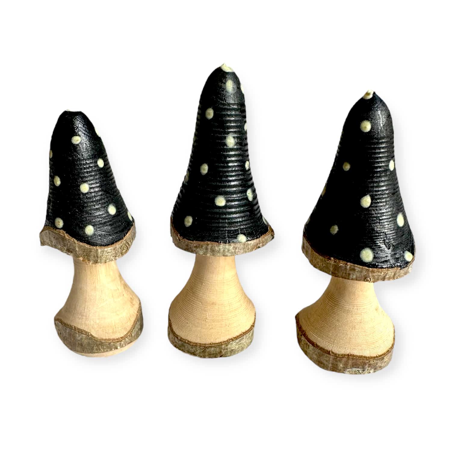 Black Wooden mushroom with glow in dark dots