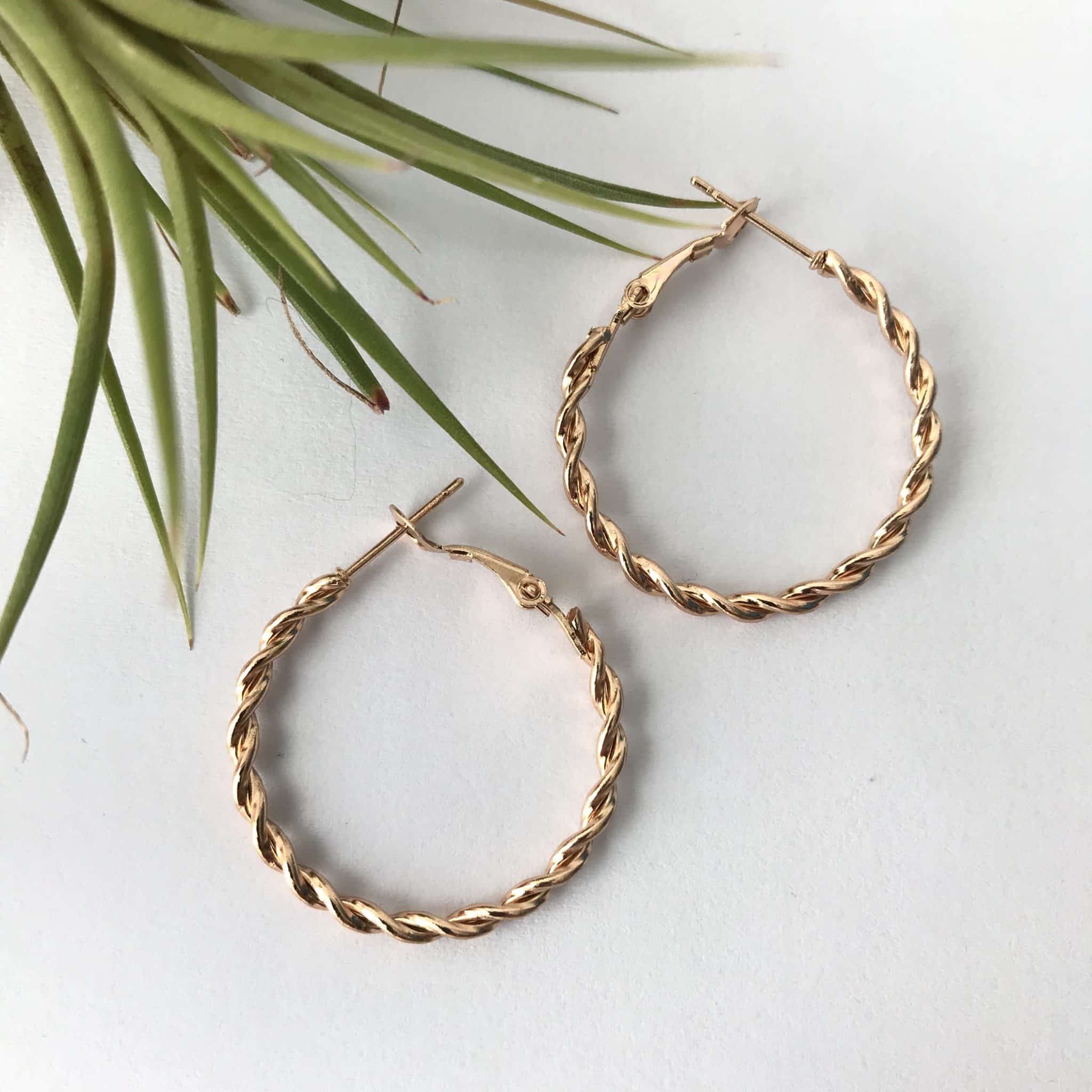 Fine Twisted rope Gold Hoop Earrings