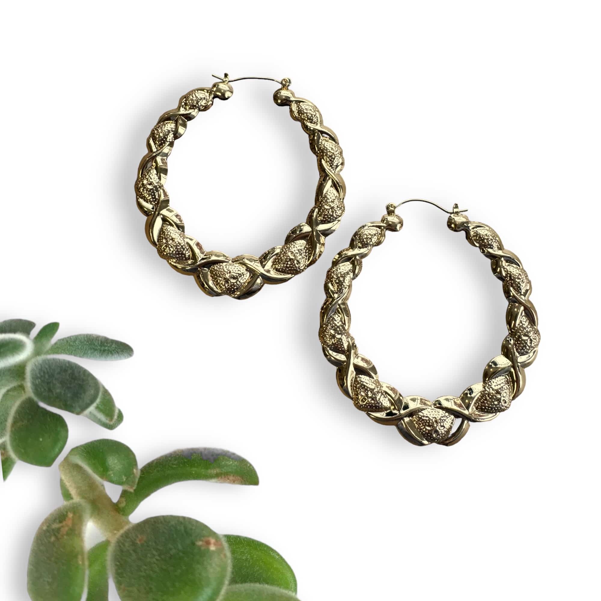 Super chunky ‘motif’ Gold Hoop Earrings
