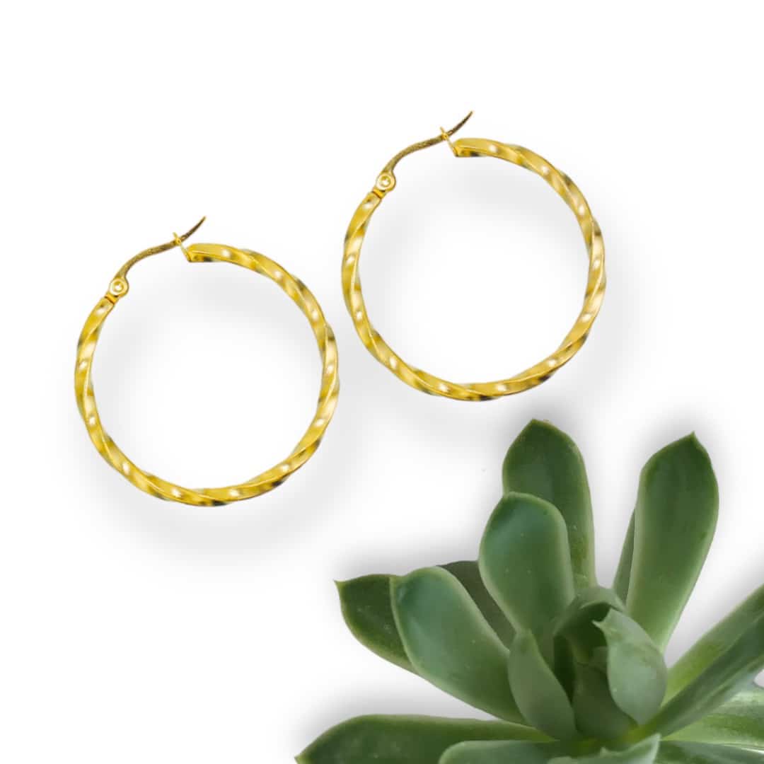 Fine Twisted Gold Hoop Earrings