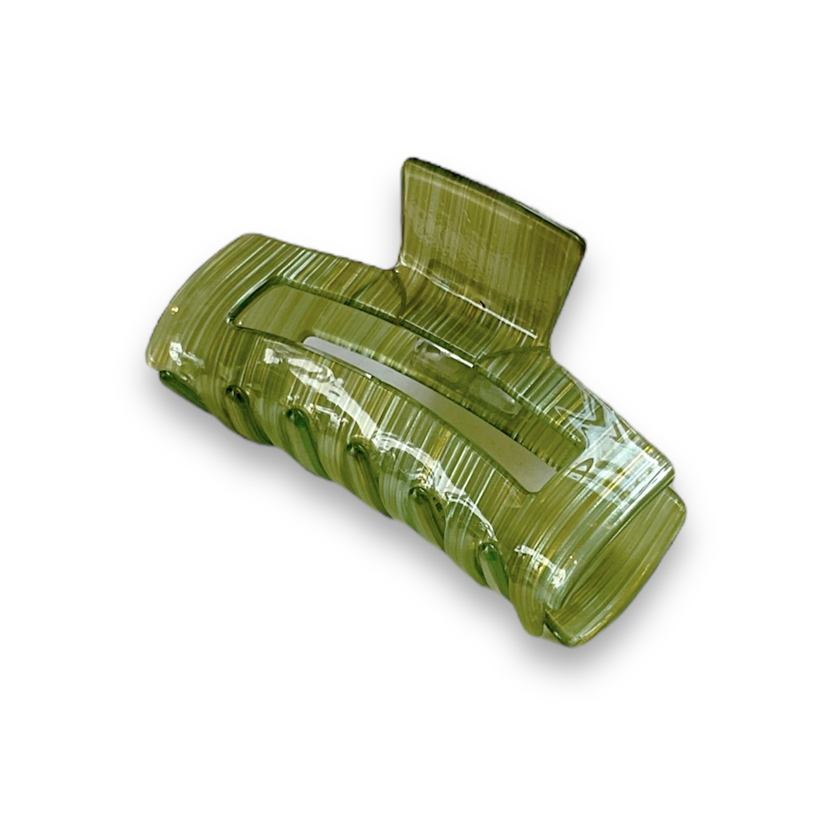 Chunky Hair Claw – Stripy Lime Green