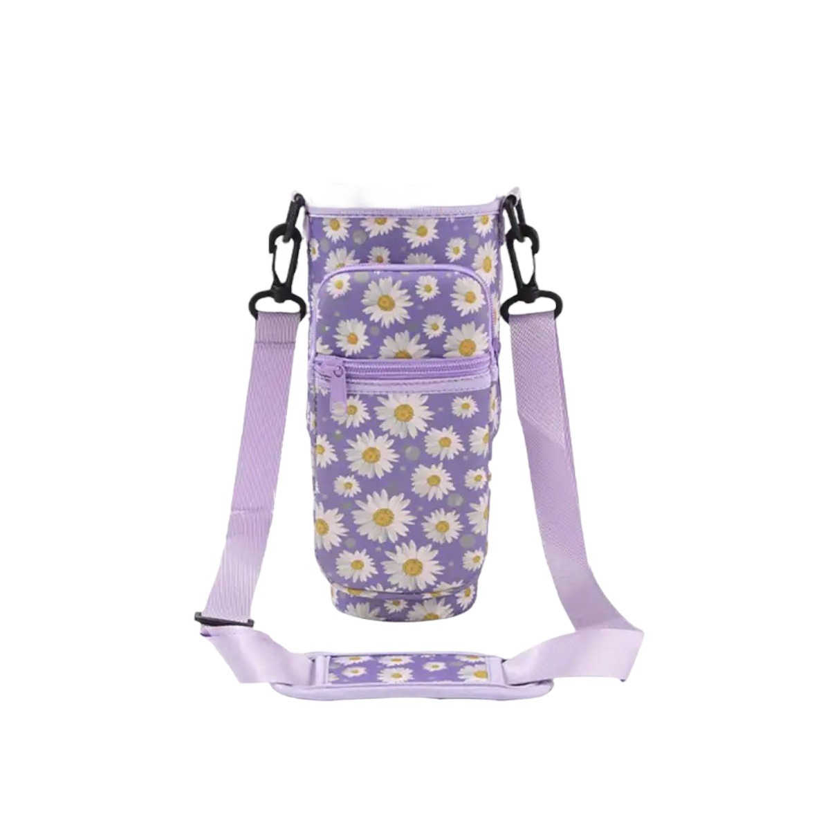 Water bottle holder festival bag – lilac daisies