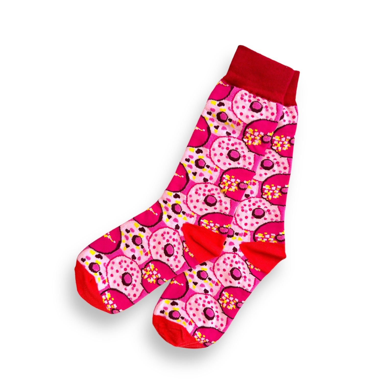 Pink & Red Doughnut Pattern Socks