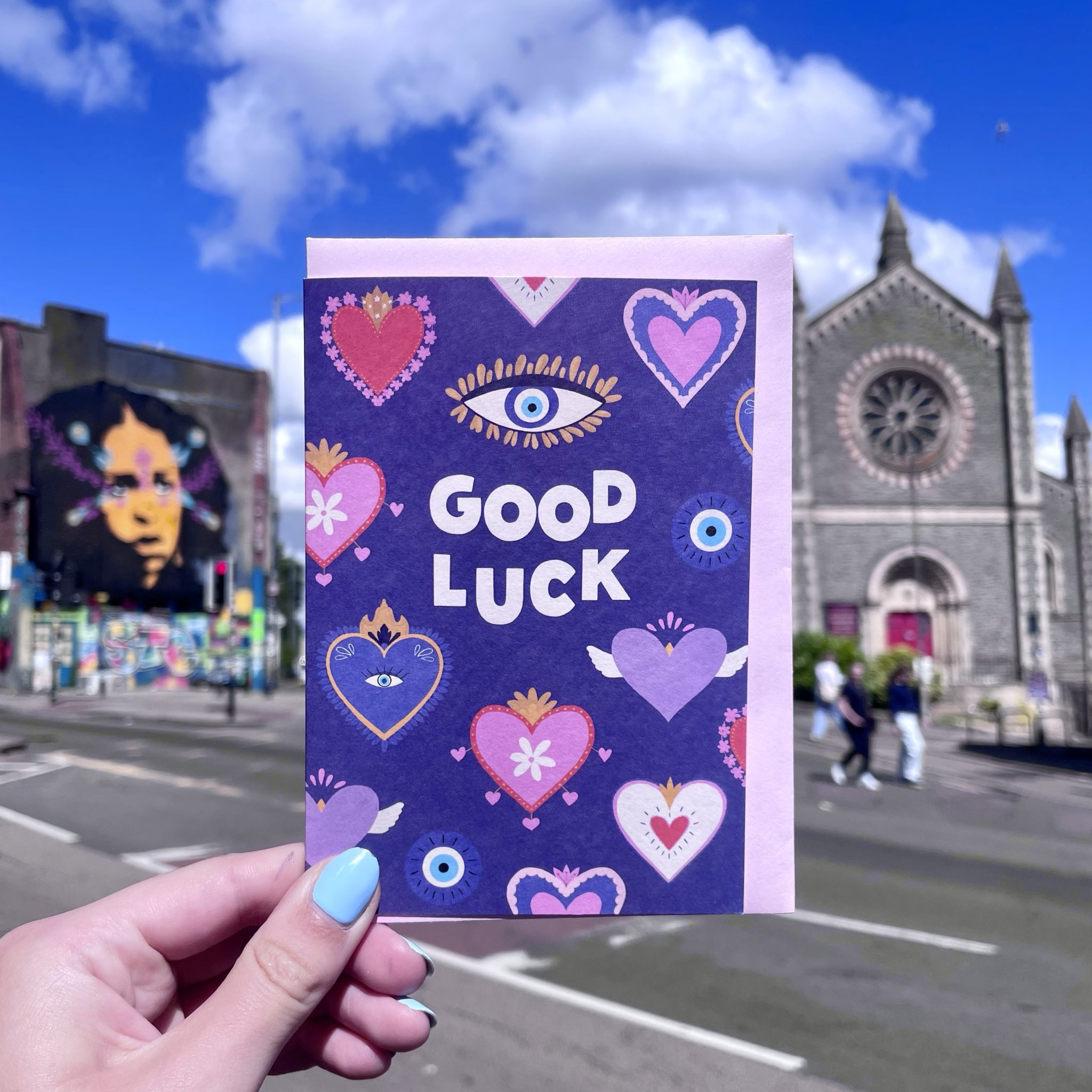 Illustrated Greeting Card ‘Good Luck’ From Tikkled Pink