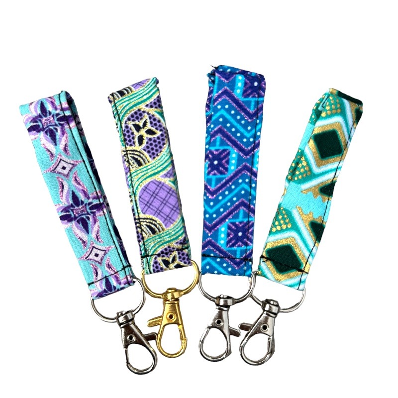 Blue-Toned Patterned Fabric Keyrings by Butchi and Gosmos