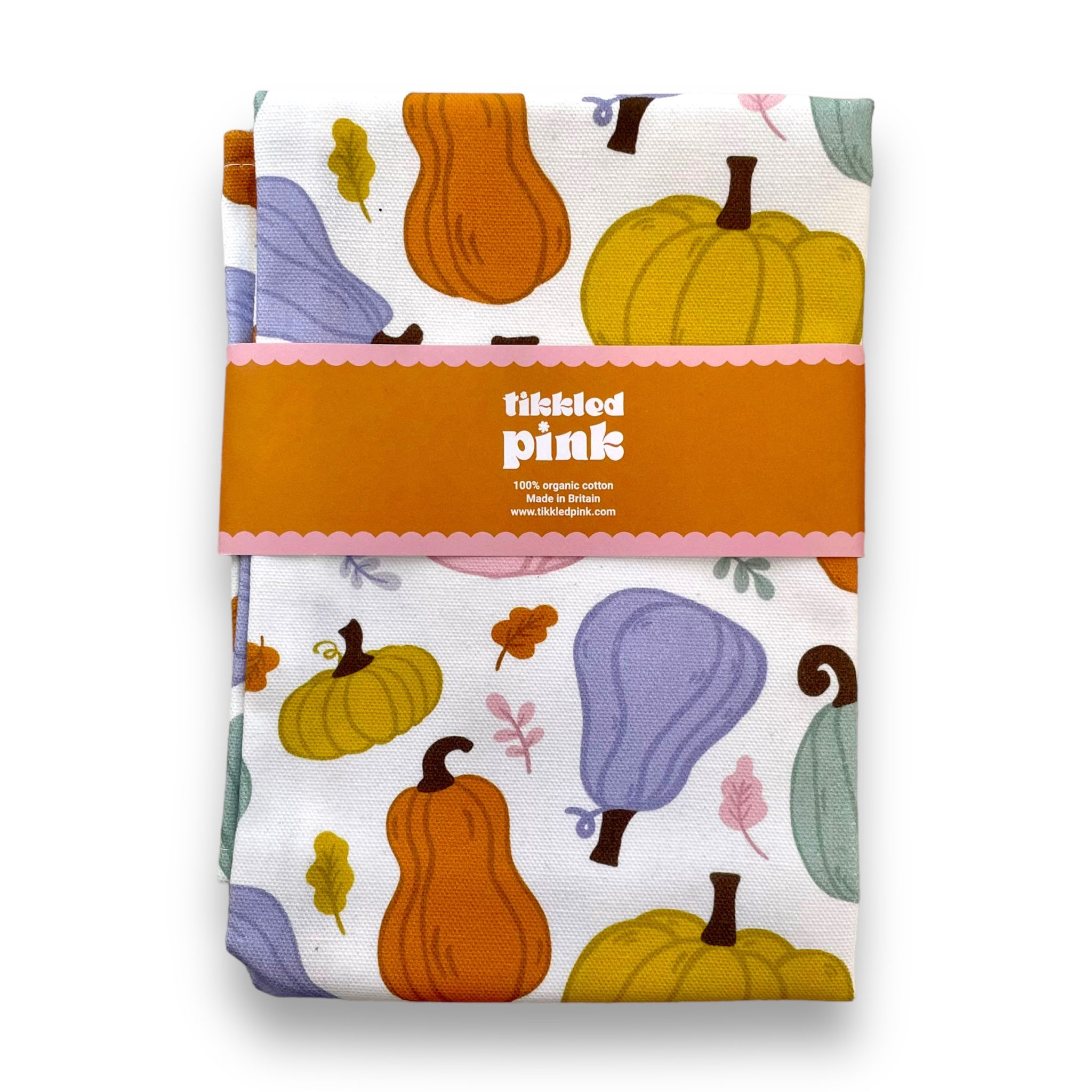 Pumpkin Tea-towel In Light From Tikkled Pink