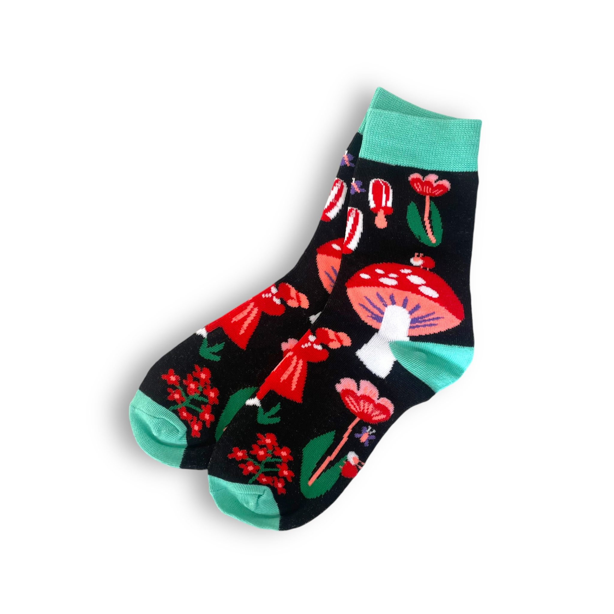 Black And Red Mushroom Socks