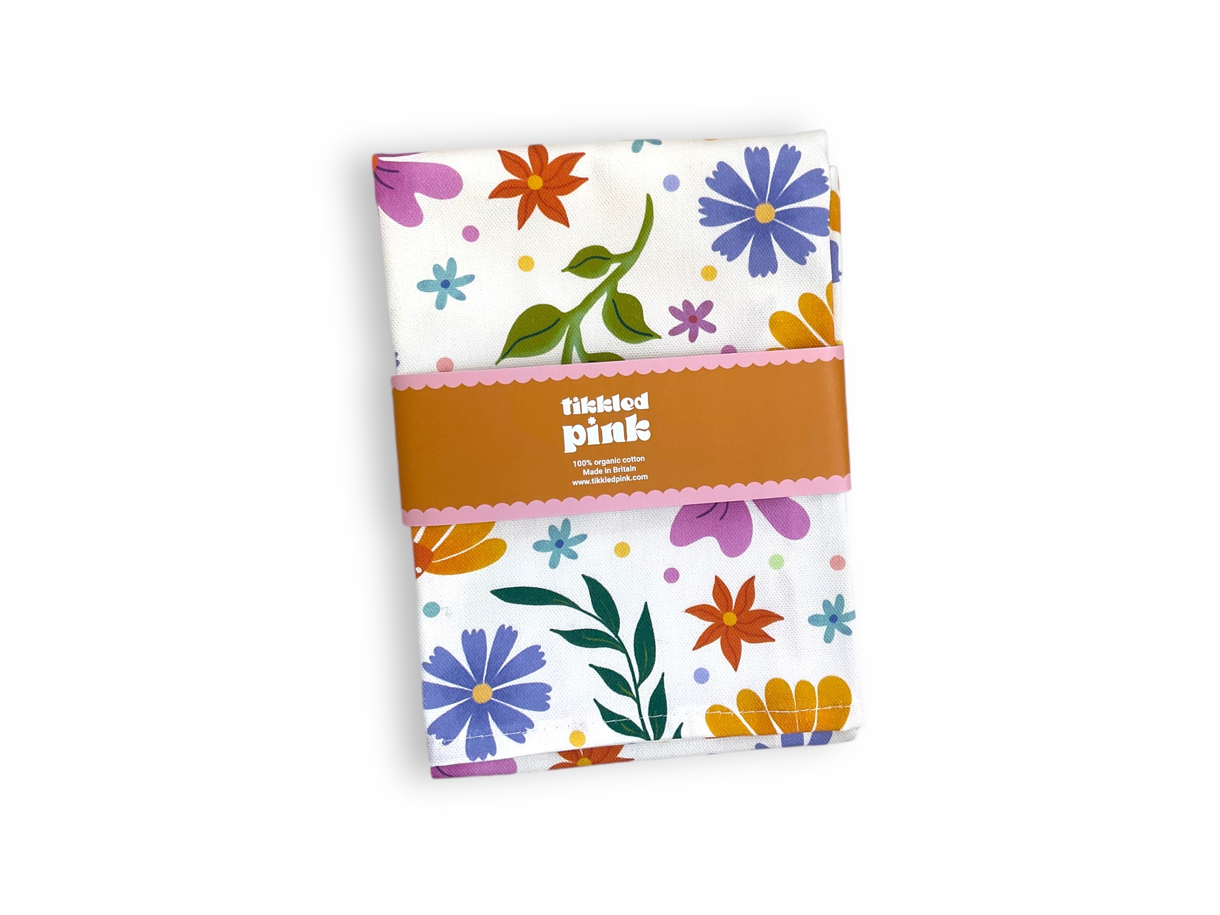 Flower Tea Towel In Light By Tikkled Pink