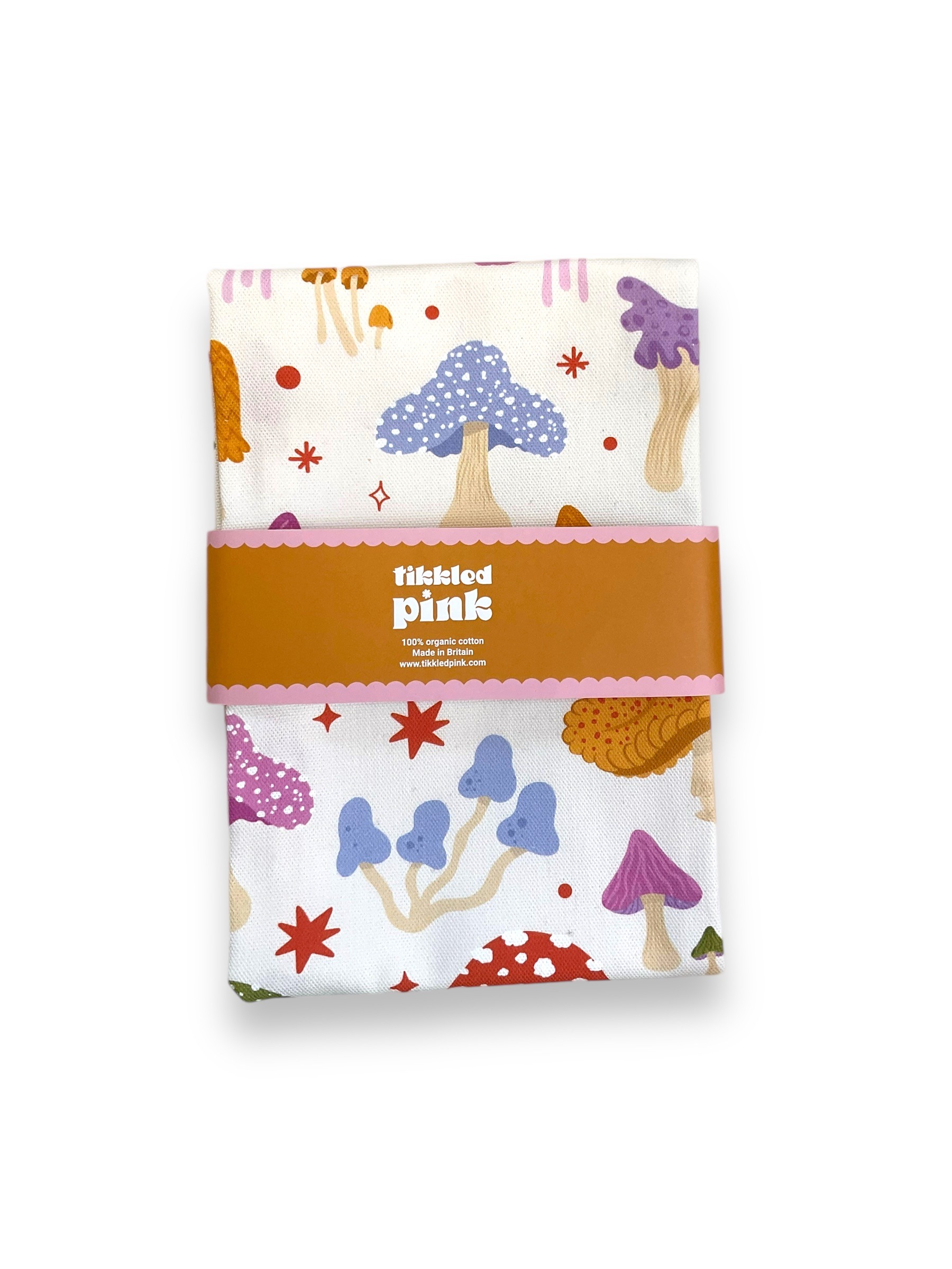 Mushroom Tea Towel In Light By Tikkled Pink