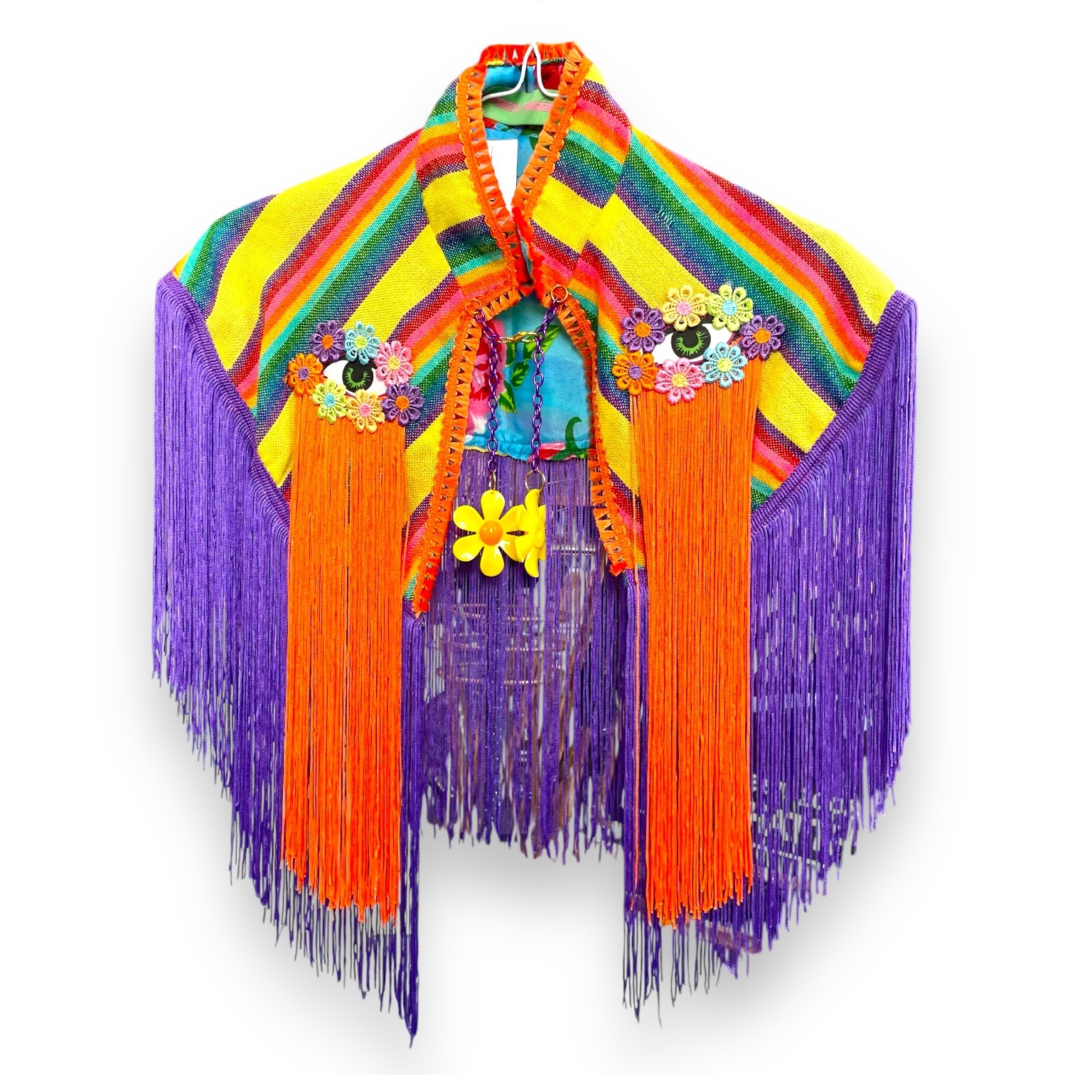 Beaded Capelet with Hanging Decoration – Funky Multicolour