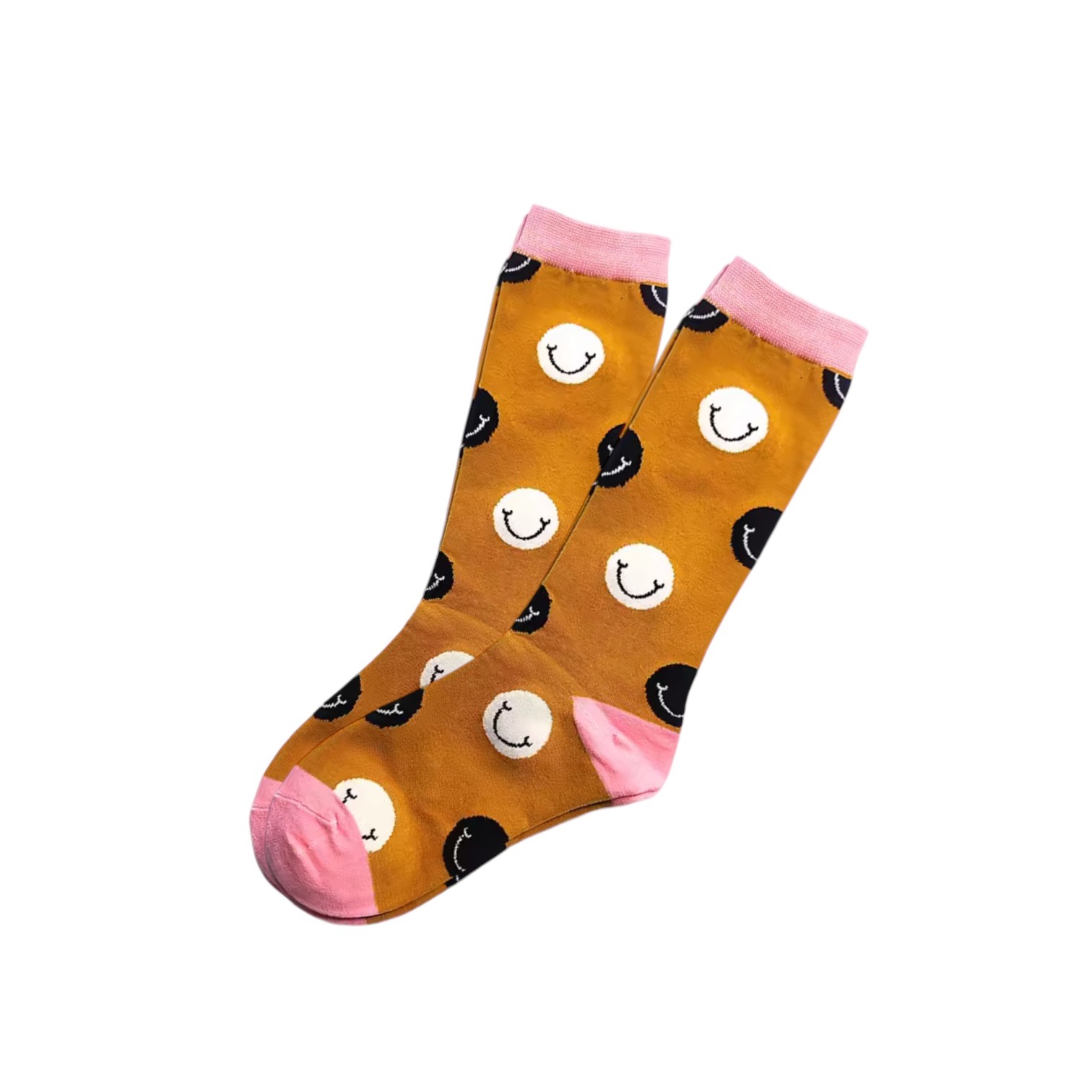 Brown & Pink smiley socks