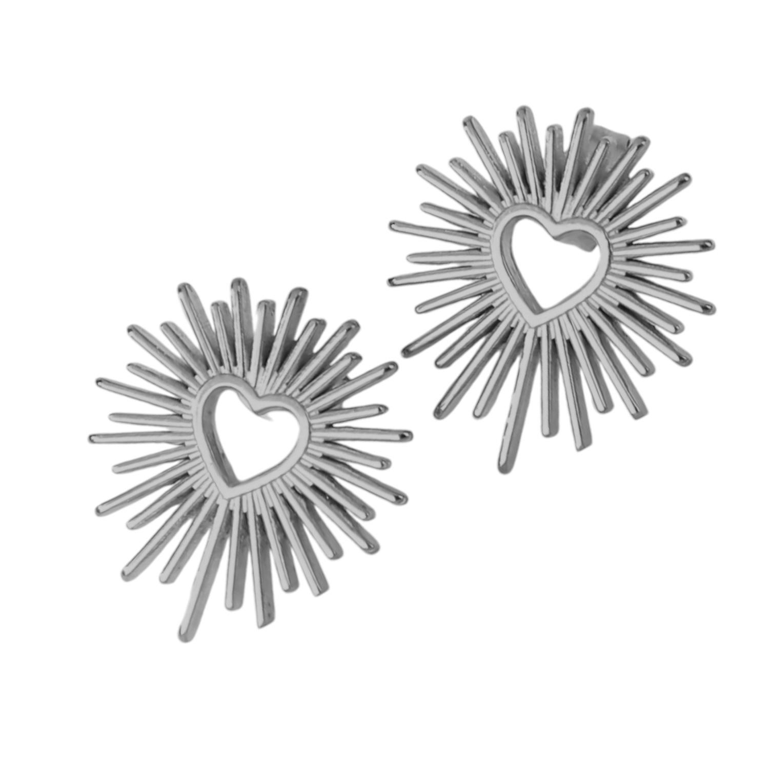 Sacred heart stud earrings – Silver tone