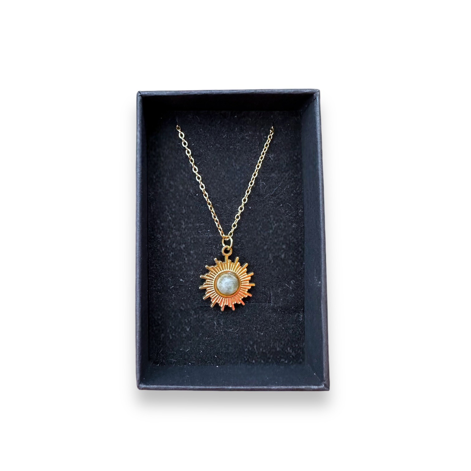 Sun with stone- gold tone pendant Necklace