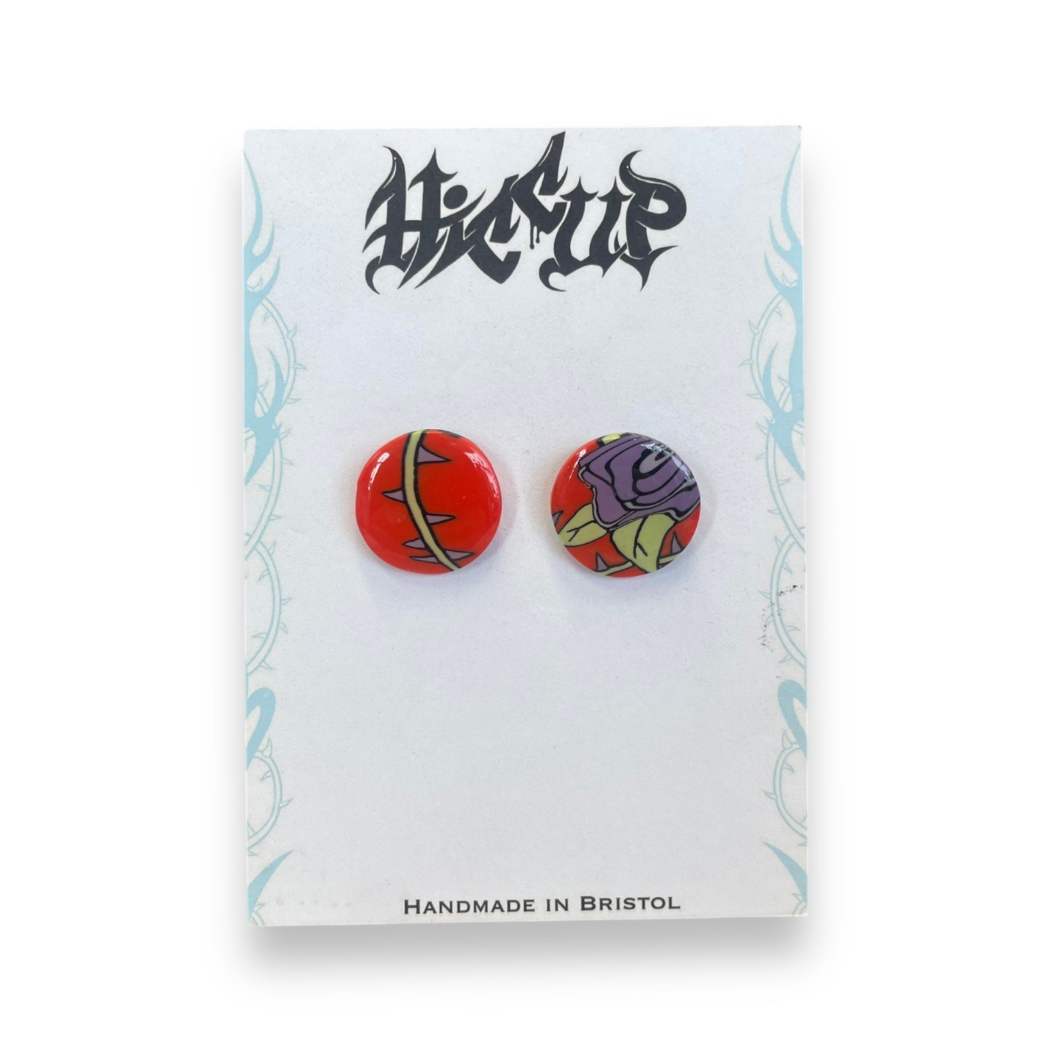 Red Rose Circle Stud earrings
