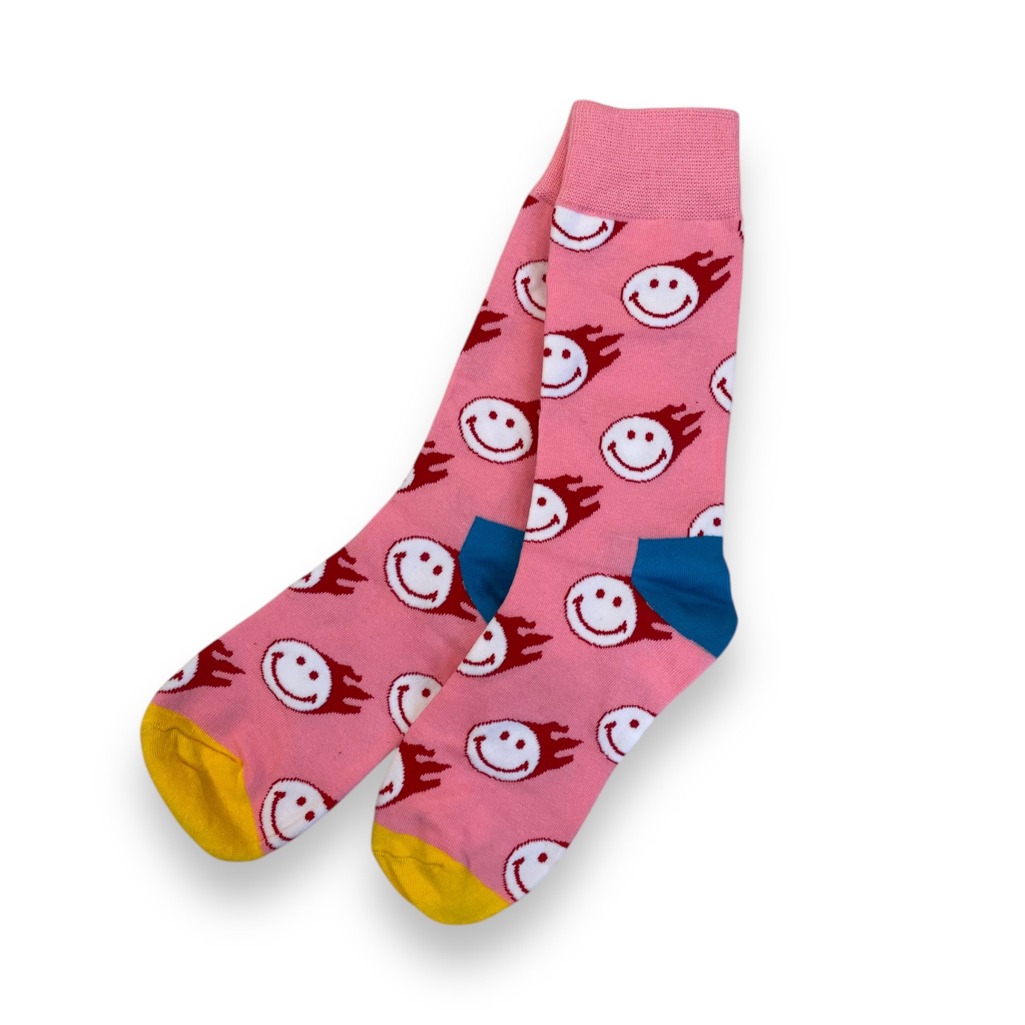 Pink Smiley Flame Socks