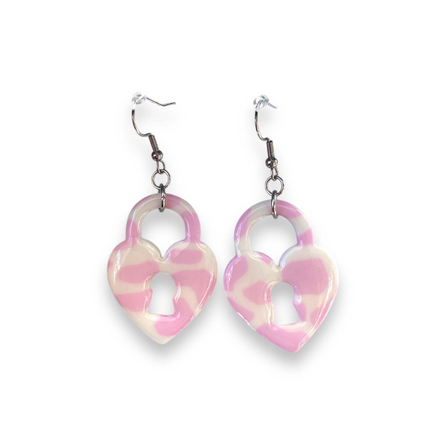 Pink & White Heart Earrings
