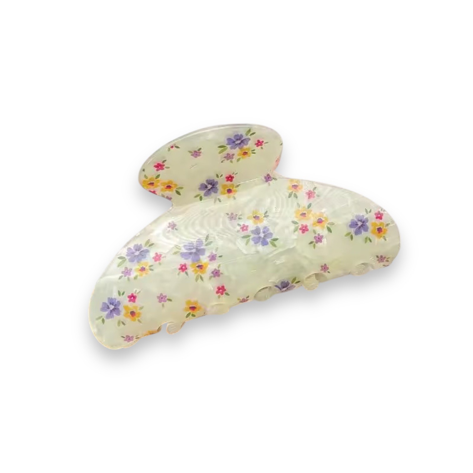 Chunky Hair Claw Cream & Pastel Floral