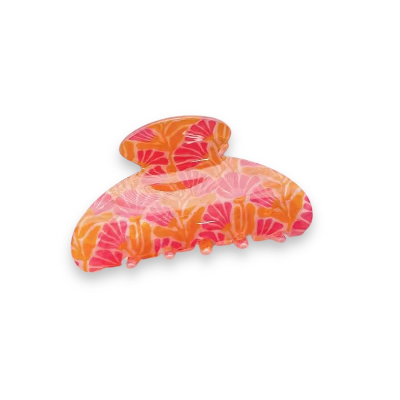 Chunky Hair Claw Orange Florals