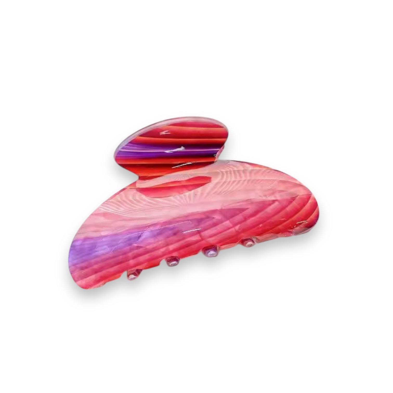 Chunky Hair Claw Pink & Red Marble