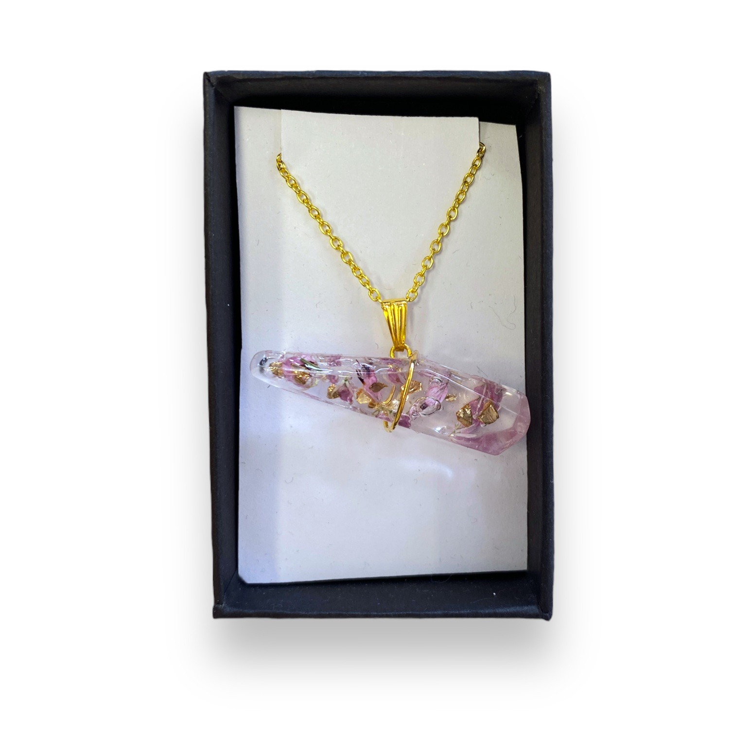 Handmade Crystal Necklace with Gold Chain