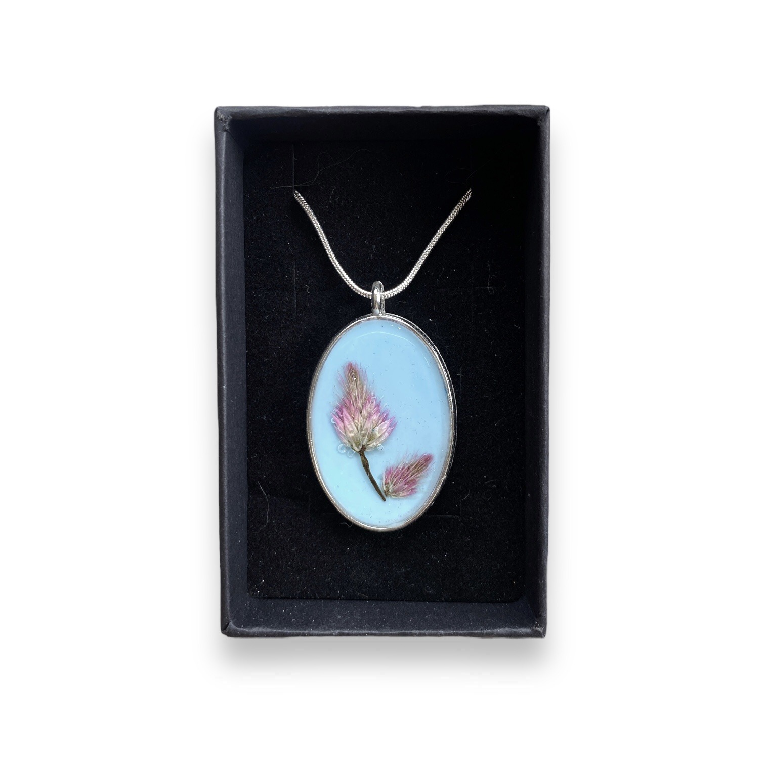 Handmade Floral Necklace with Silver Chain
