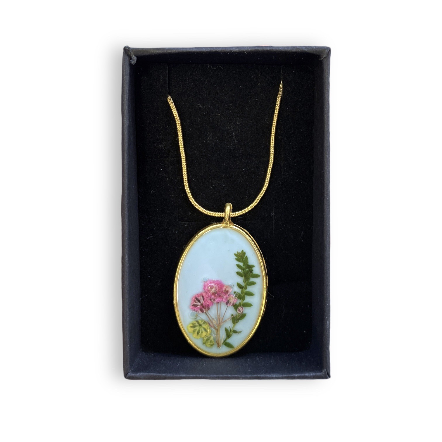 Handmade Floral Necklace with Gold Chain