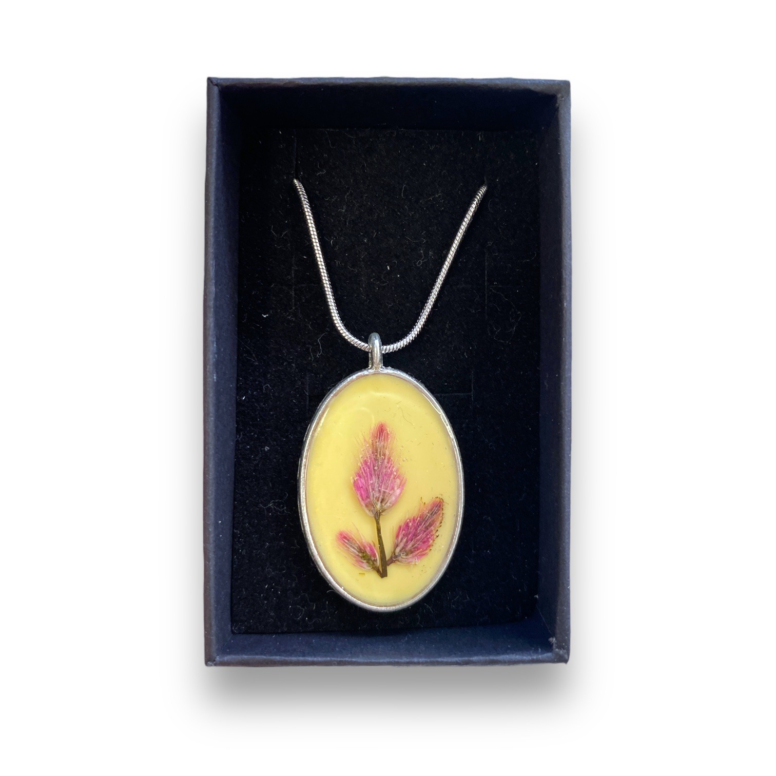 Handmade Floral Necklace with Silver Chain