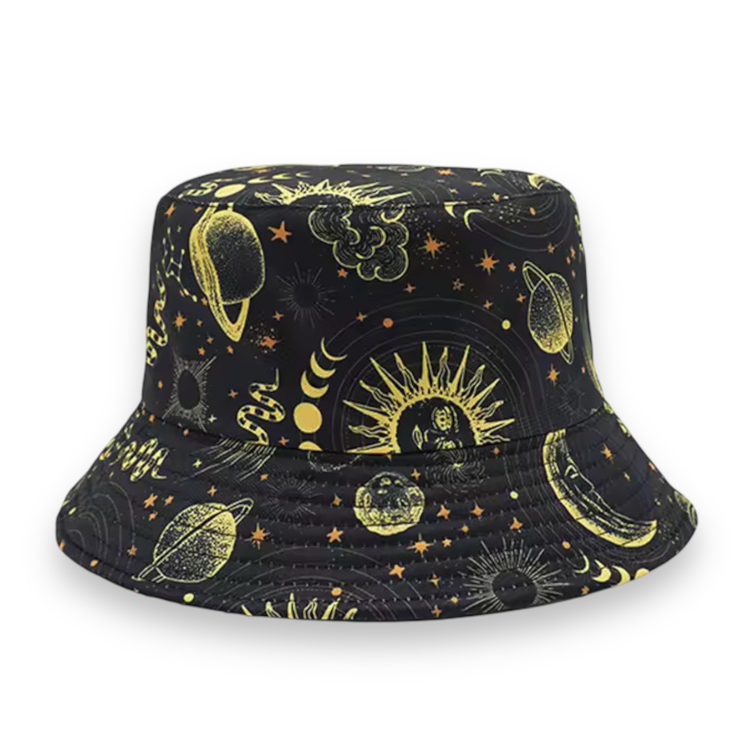 Celestial Bucket Hat in Golden Yellow & Black