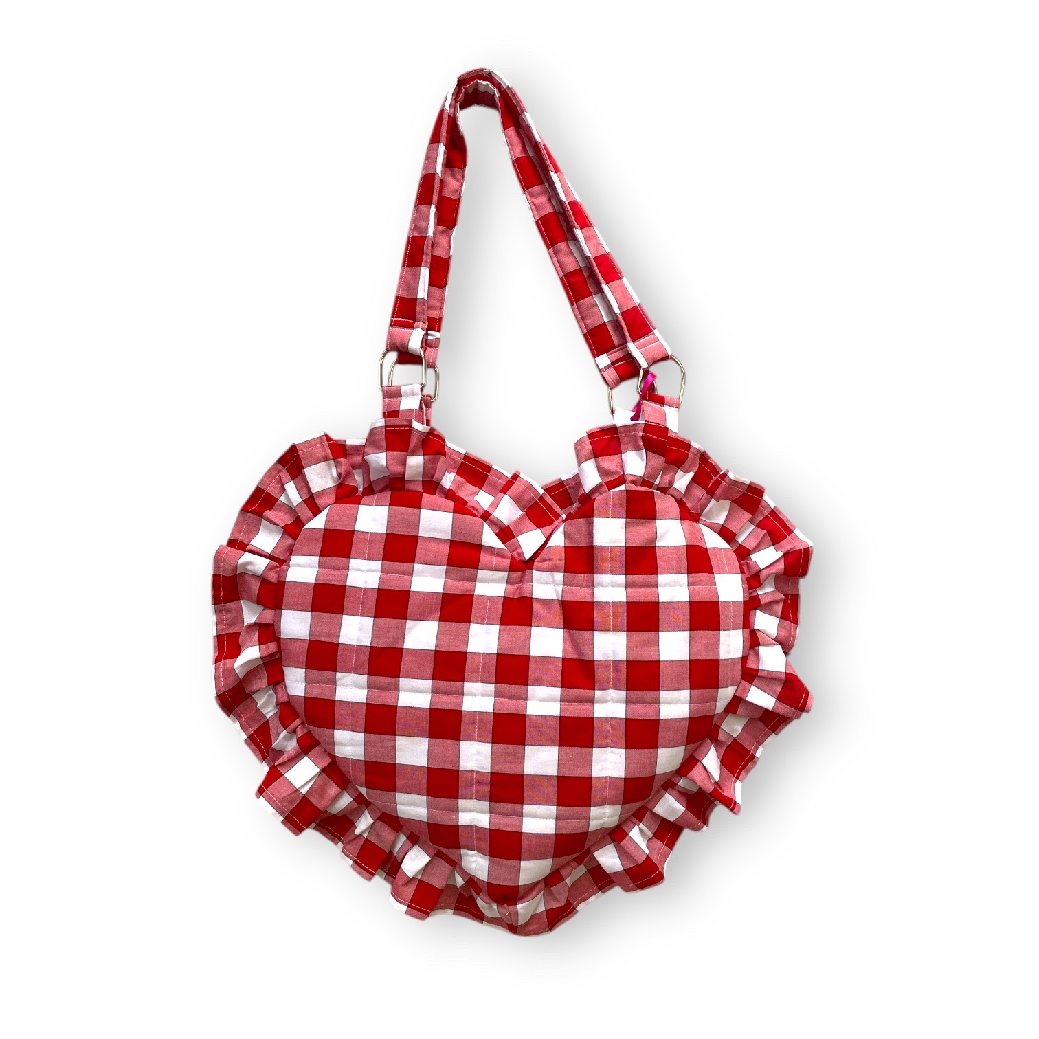 Heart Shaped Frilly Gingham Tote Bag