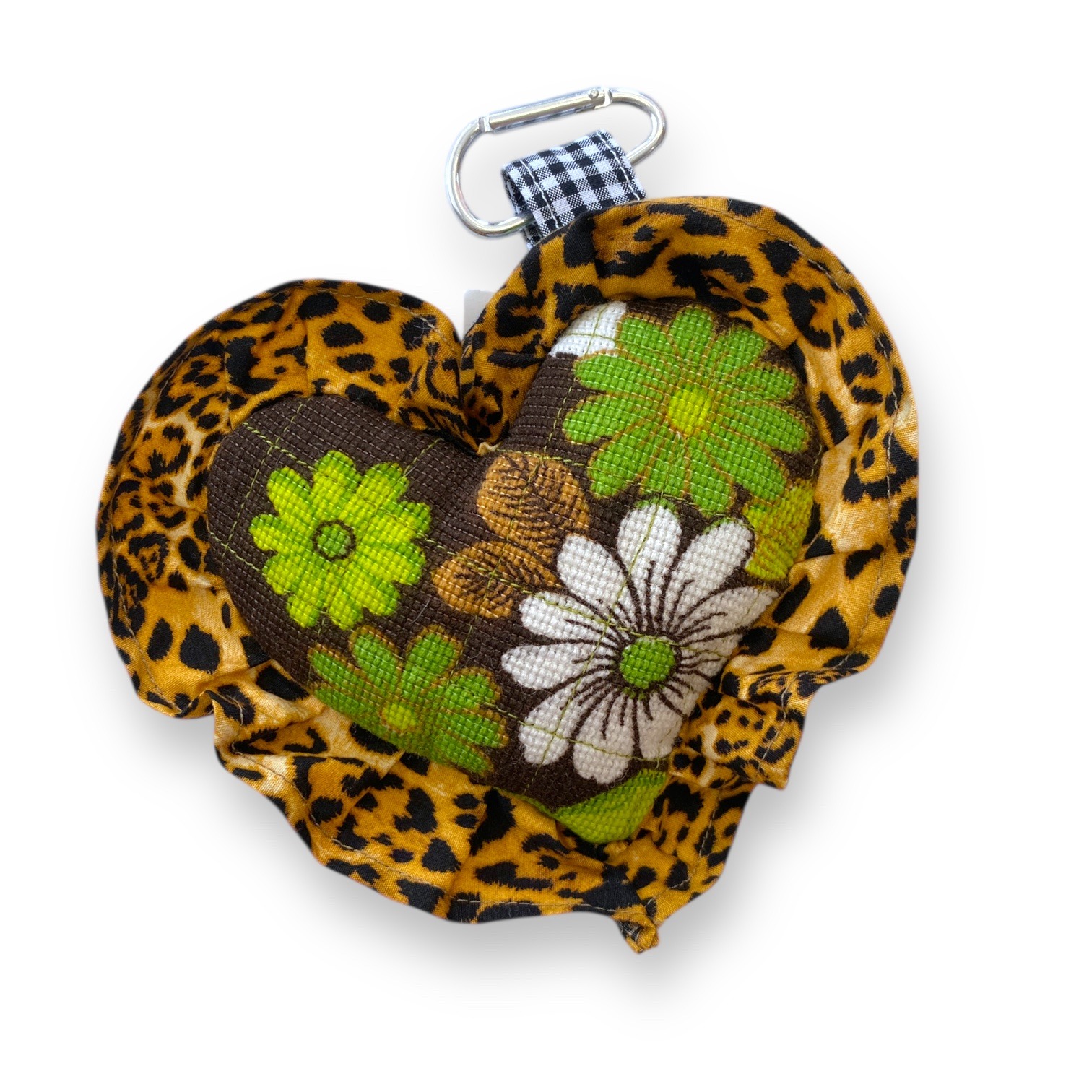 Plush Retro flower Heart Bag Charm / Keyring