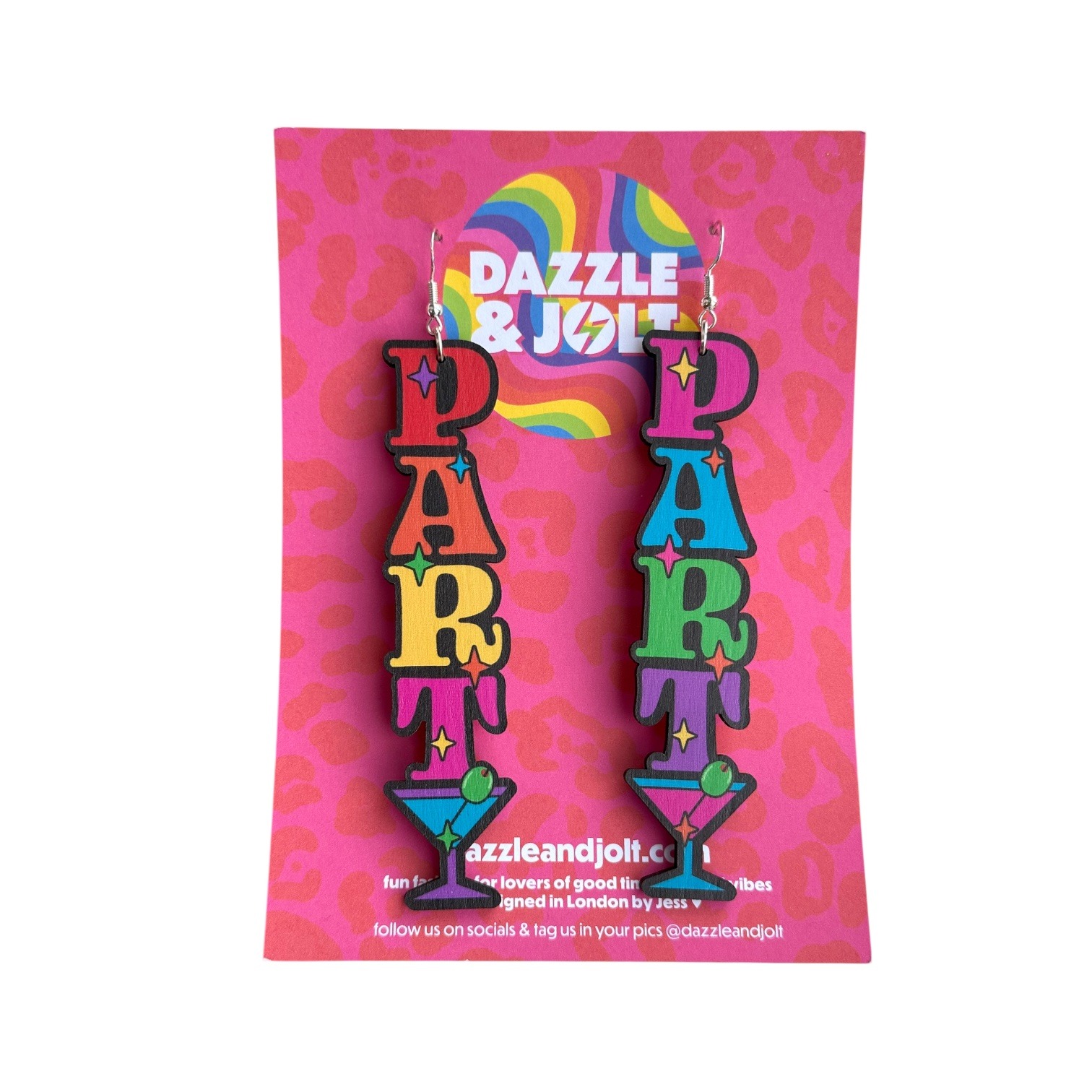 PARTY print Wooden earrings