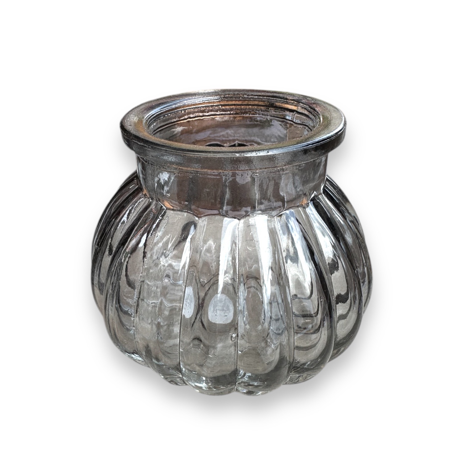 Grey smoke glass bud vase