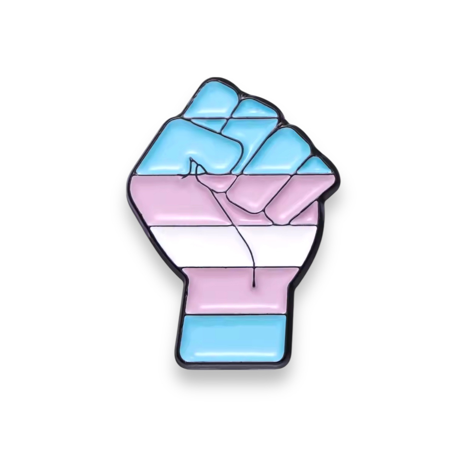 Trans Power Fist enamel pin badge