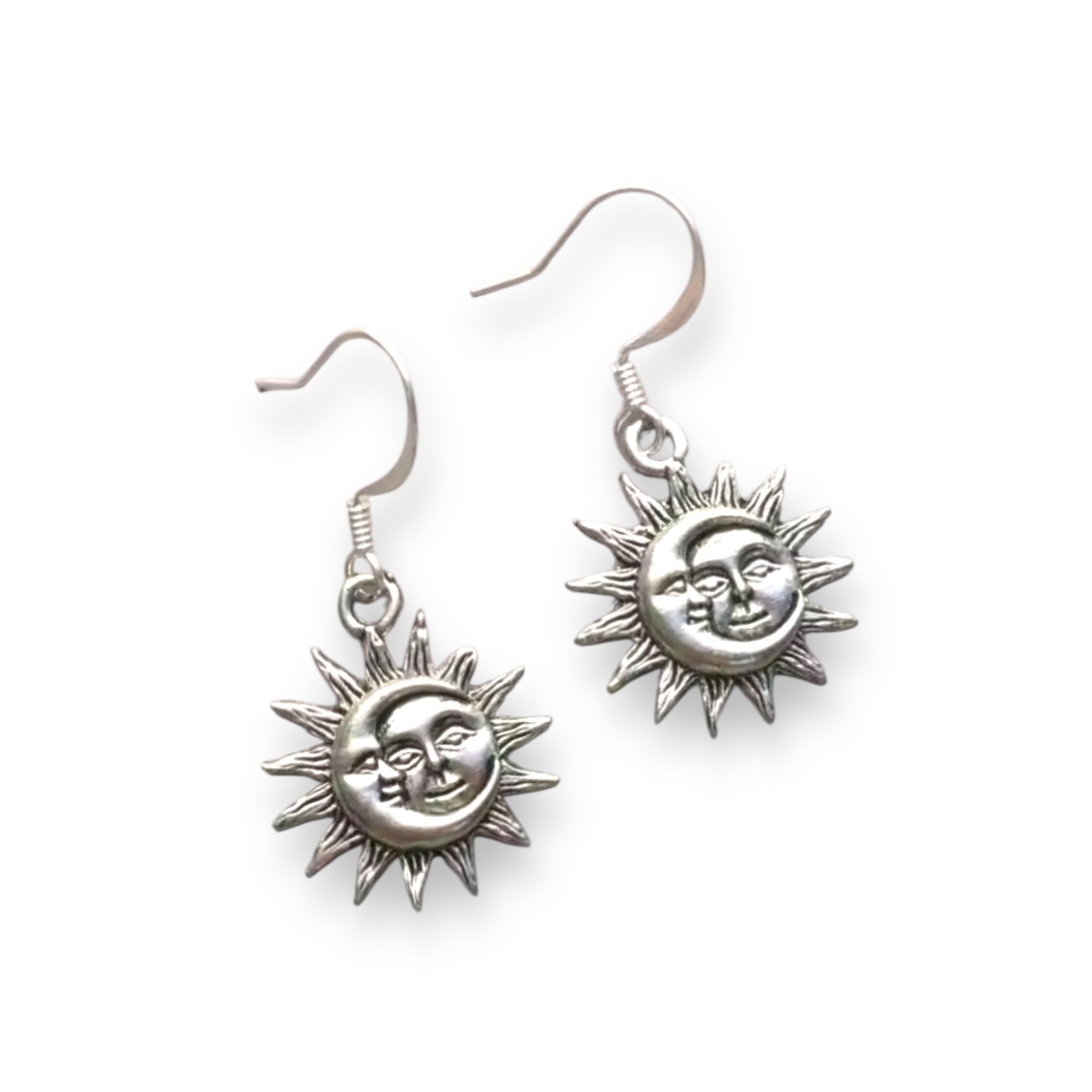 Sun & Moon Celestial Earrings – Tibetan silver