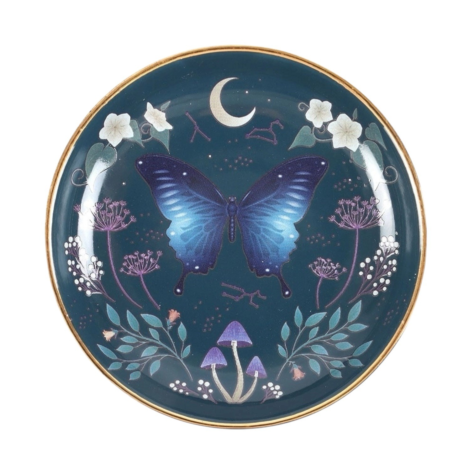 Round Midnight Moth Print Trinket Dish