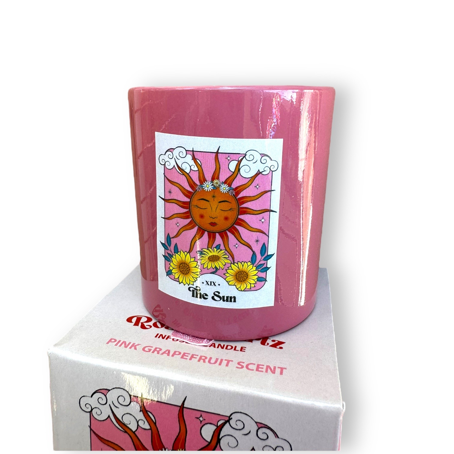 Pink Grapefruit ‘Sun’ Candle with Rose Quartz