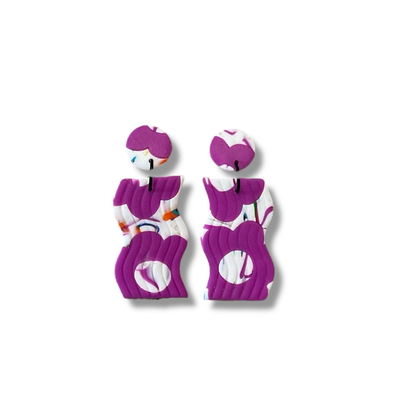 Wavy Flower Print Statement Earrings