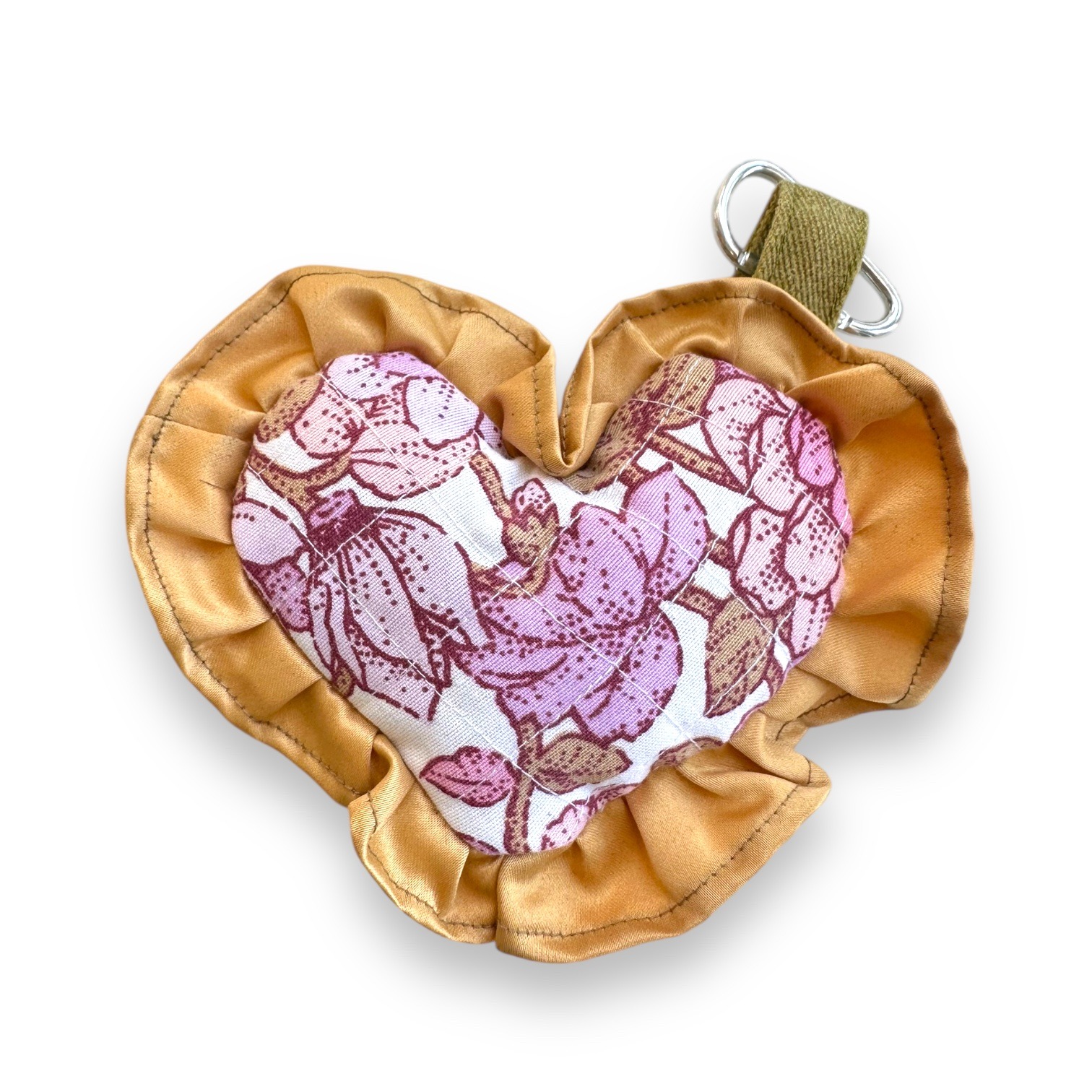 Plush Retro fabric Heart Bag Charm Keyring