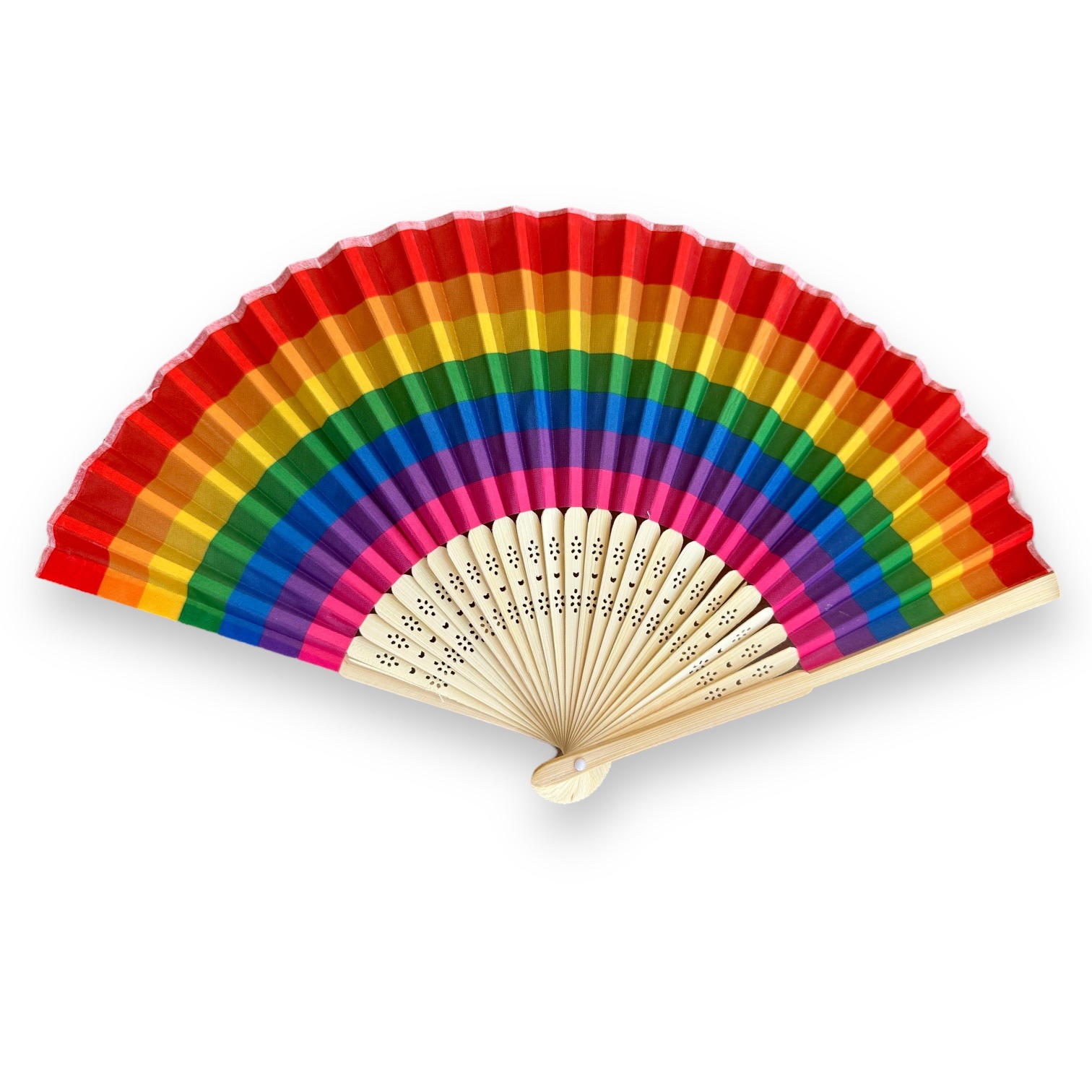 Rainbow fabric Fan with bamboo