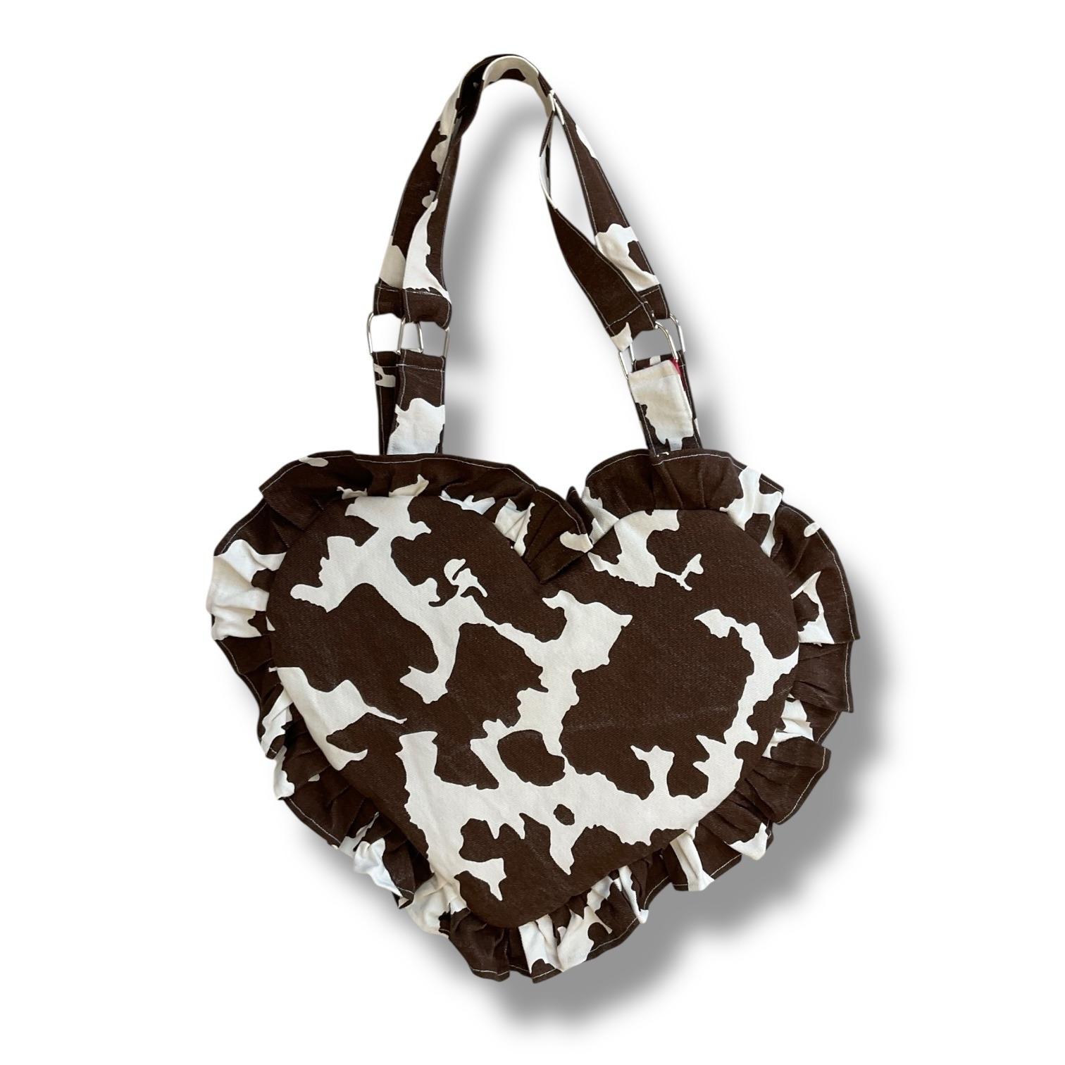 Heart Shaped Brown Cow Print Large Tote Bag