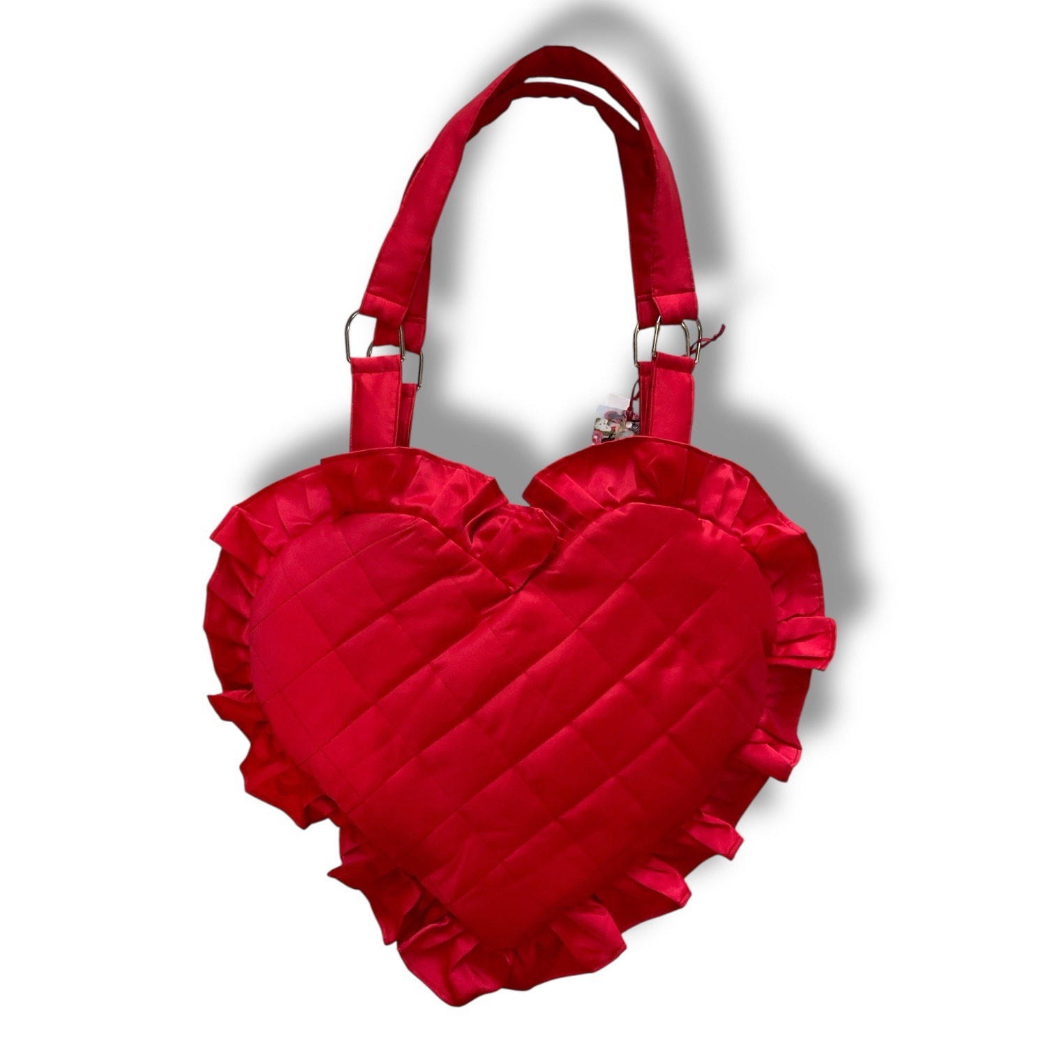Heart Shaped Red Frilly Large Tote Bag