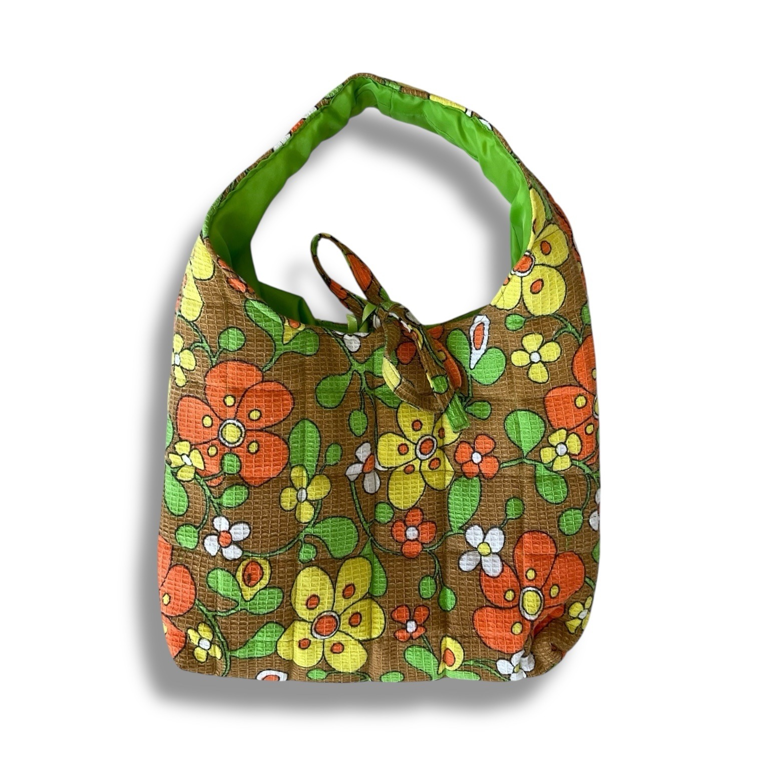 Retro Floral Waffle Small Tote Bag