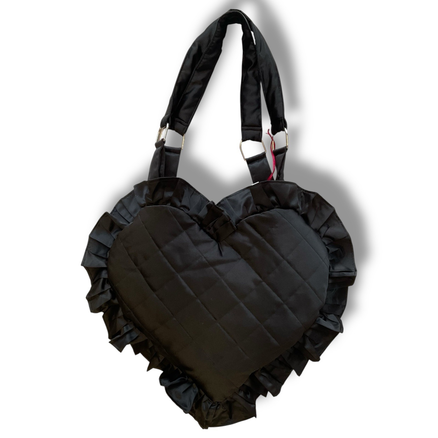 Heart Shaped Black Frilly Large Tote Bag