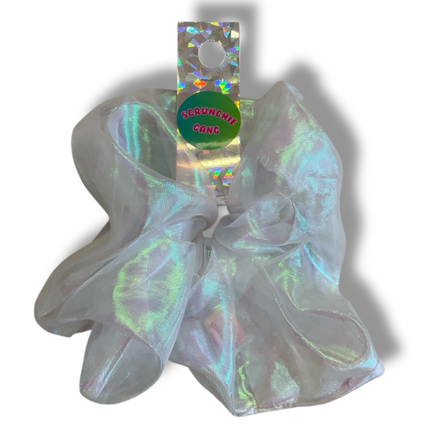 White Iridescent Oversized Scrunchie