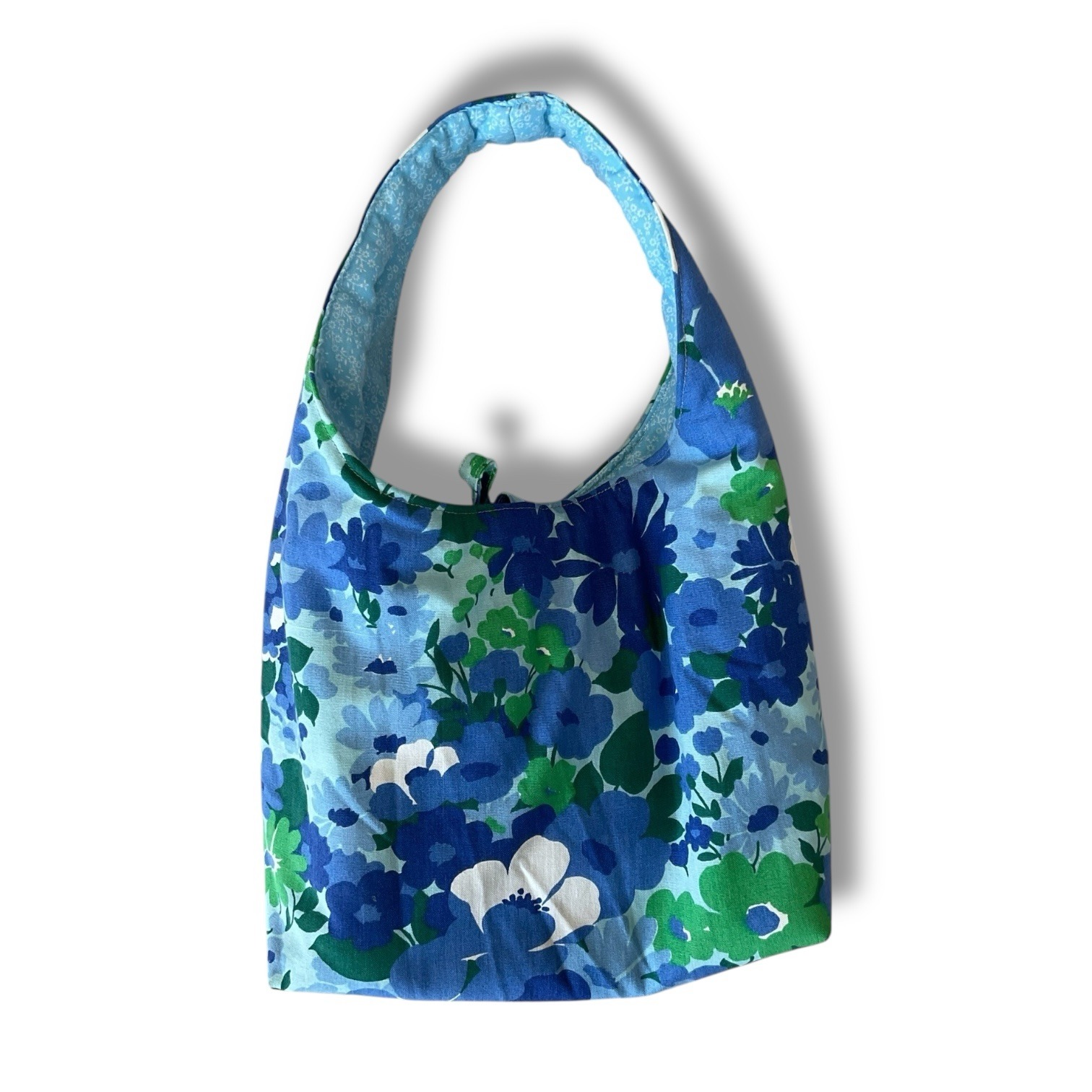 Blue Floral Print Small Tote Bag