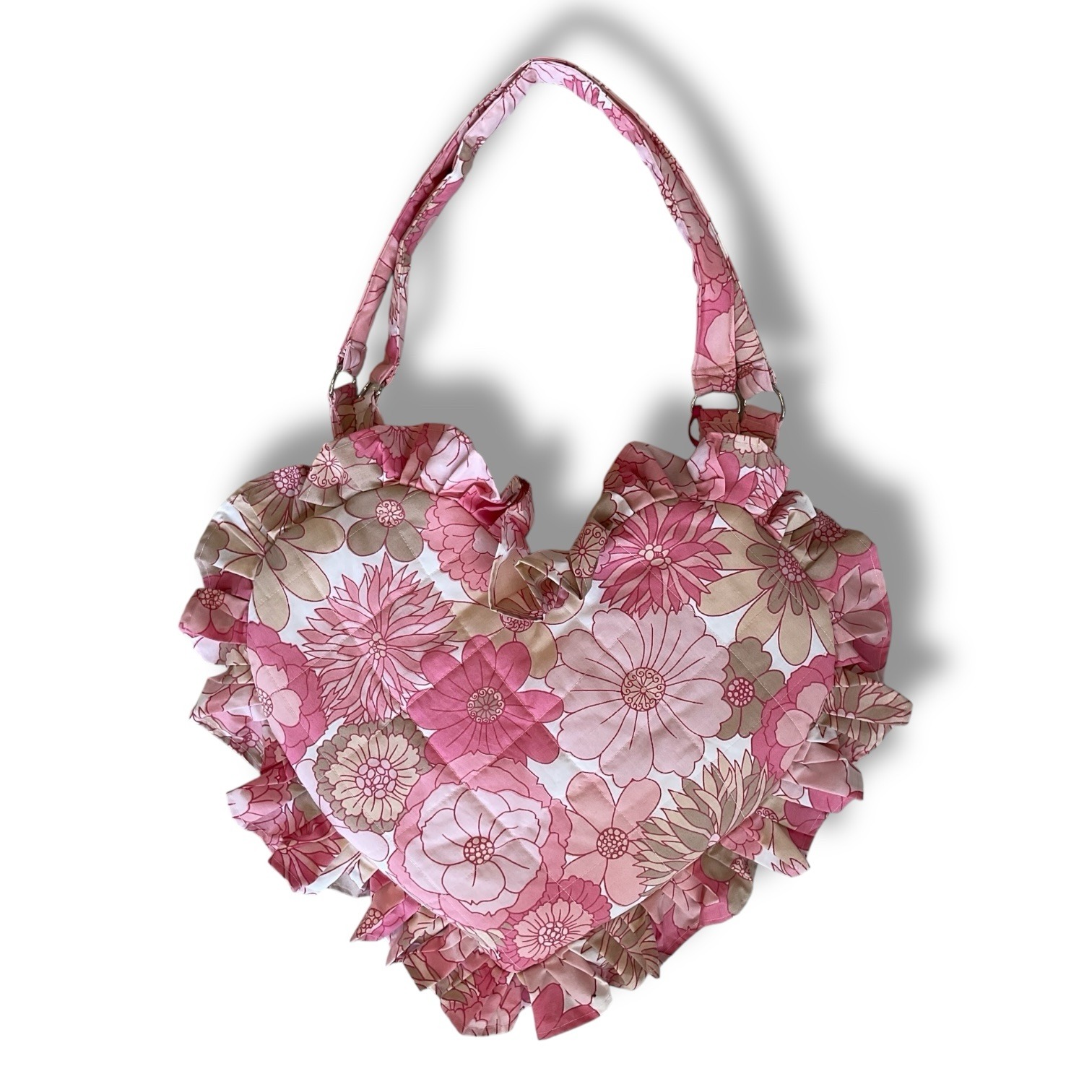 Heart Shaped Frilly Floral Large Tote Bag