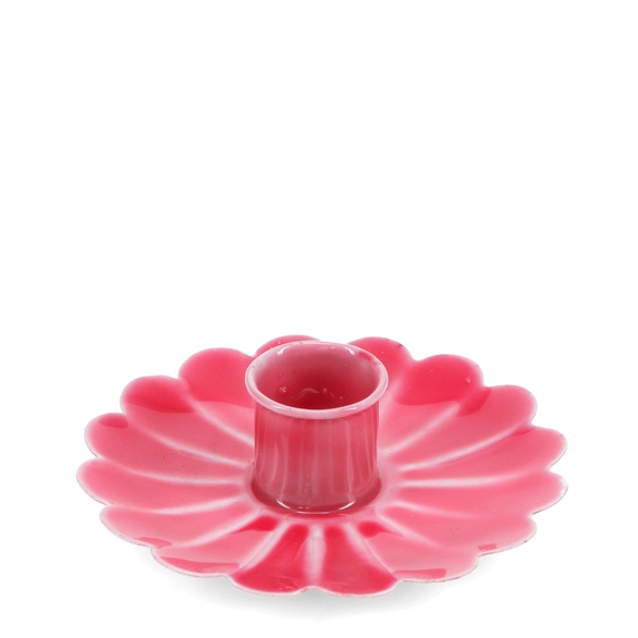 Pink Flat Flower Candle Holder